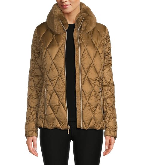 michael michael kors oversized faux fur coat|faux fur collar walker coat.